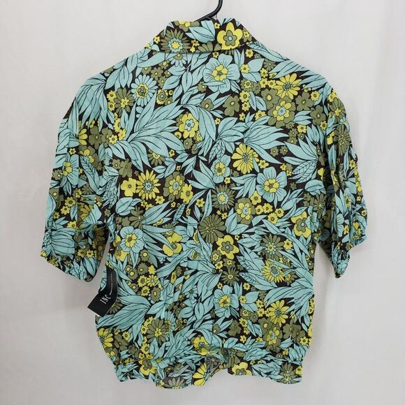 INC International Concepts Button Front Blue Floral Print Small (AR) - Picture 7 of 7